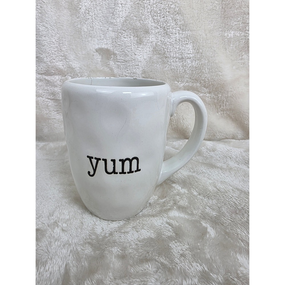 Certified International "Yum" White Ceramic Mug Dishwasher Microwave Safe